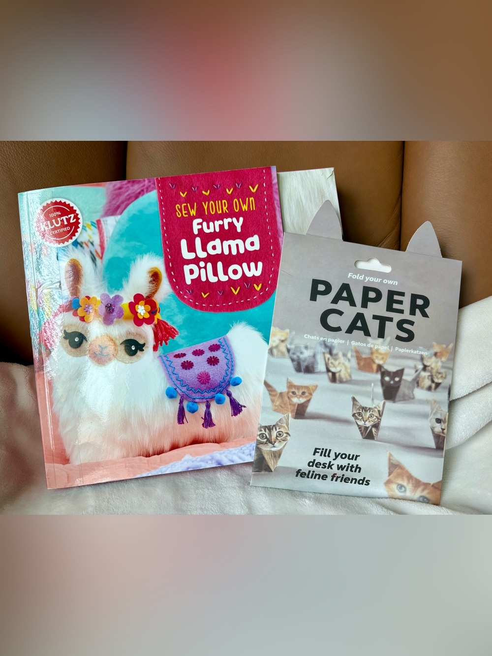 Craft Hobby Activity Bundle- Sew your own Llama plushie + Paper Cats origami